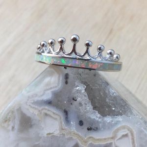 Opal Crown Ring Sterling Silver Size 4